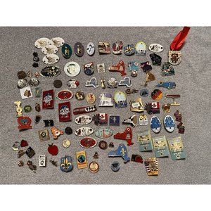 Vintage Lions Club pins lot 90+! U.S. and International, 70s-90s